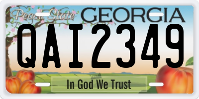 GA license plate QAI2349