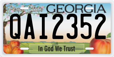GA license plate QAI2352