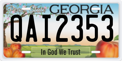 GA license plate QAI2353
