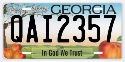 GA license plate QAI2357