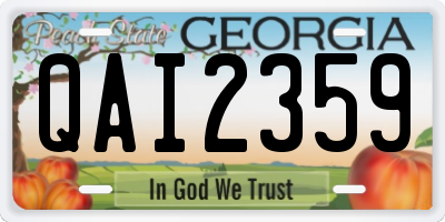 GA license plate QAI2359