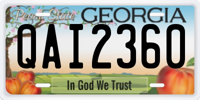 GA license plate QAI2360