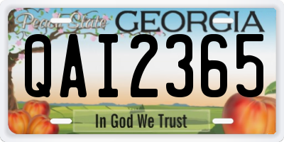 GA license plate QAI2365