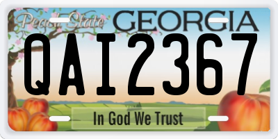 GA license plate QAI2367