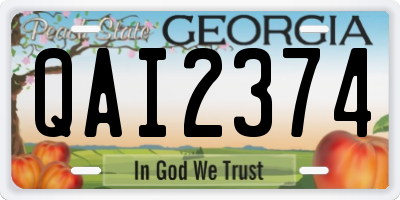 GA license plate QAI2374