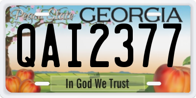 GA license plate QAI2377