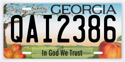 GA license plate QAI2386