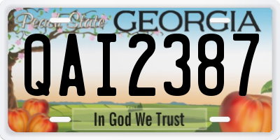 GA license plate QAI2387