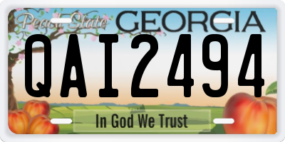 GA license plate QAI2494