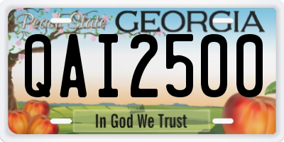 GA license plate QAI2500
