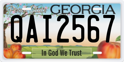 GA license plate QAI2567