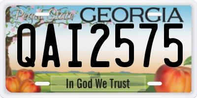 GA license plate QAI2575