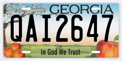 GA license plate QAI2647
