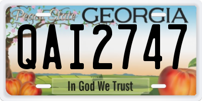 GA license plate QAI2747