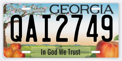 GA license plate QAI2749