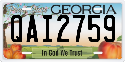GA license plate QAI2759