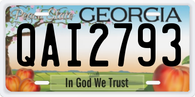 GA license plate QAI2793