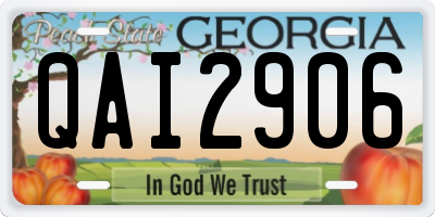 GA license plate QAI2906
