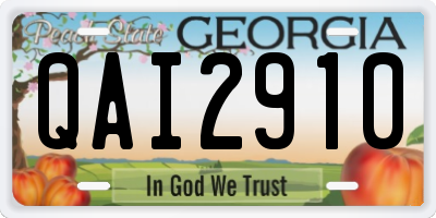 GA license plate QAI2910