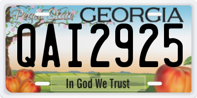 GA license plate QAI2925