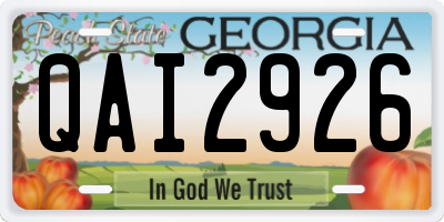 GA license plate QAI2926