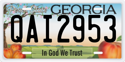 GA license plate QAI2953