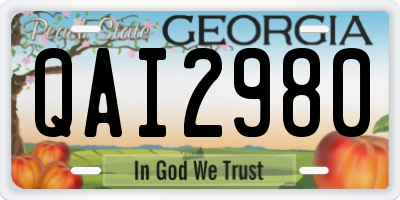 GA license plate QAI2980