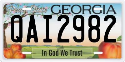 GA license plate QAI2982