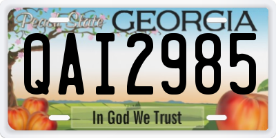 GA license plate QAI2985