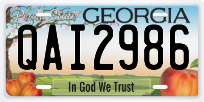 GA license plate QAI2986