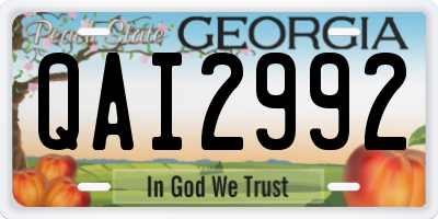GA license plate QAI2992