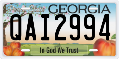 GA license plate QAI2994