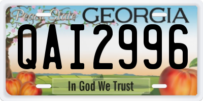 GA license plate QAI2996