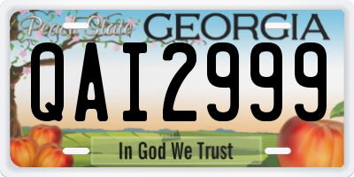 GA license plate QAI2999