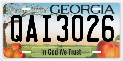 GA license plate QAI3026