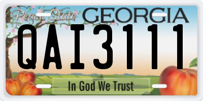 GA license plate QAI3111