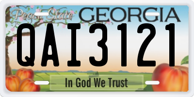 GA license plate QAI3121
