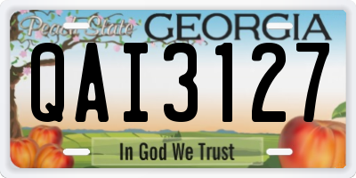 GA license plate QAI3127