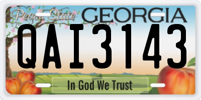 GA license plate QAI3143