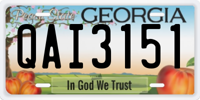 GA license plate QAI3151