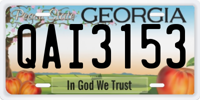 GA license plate QAI3153