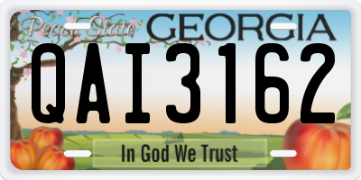 GA license plate QAI3162