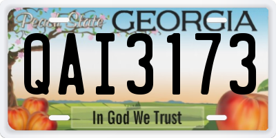 GA license plate QAI3173