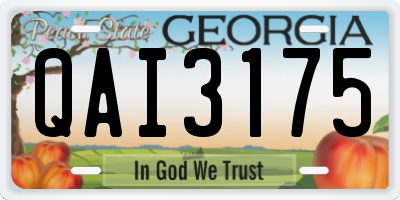 GA license plate QAI3175