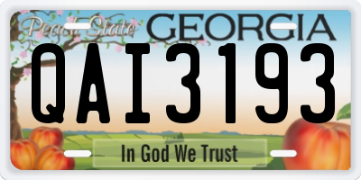 GA license plate QAI3193