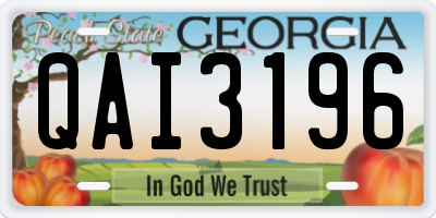 GA license plate QAI3196