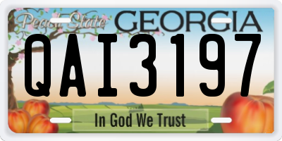 GA license plate QAI3197