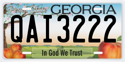 GA license plate QAI3222