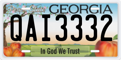 GA license plate QAI3332