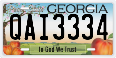 GA license plate QAI3334